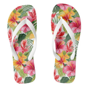 Tropical Print Flip Flops