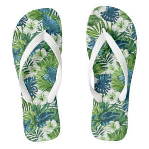 Tropical Print Flip Flops