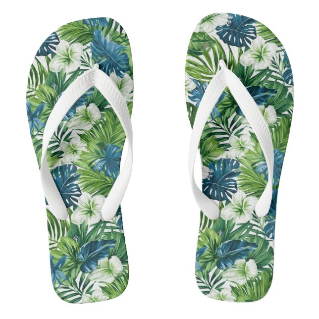 Tropical Print Flip Flops (Footbed)