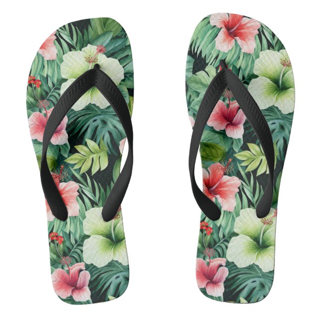 Tropical Print Flip Flops (Footbed)