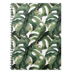 Tropical print in watercolor notebook