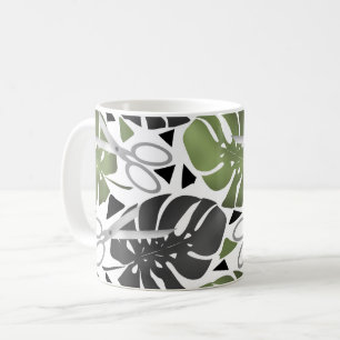 Tropical print monstera leaves scissors jungle exo coffee mug