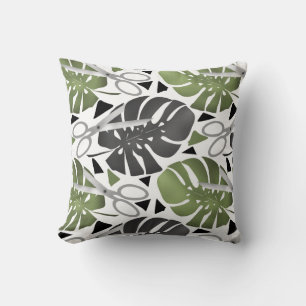 Tropical print monstera leaves scissors jungle exo cushion