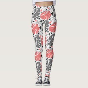 Tropical print monstera leaves scissors jungle exo leggings