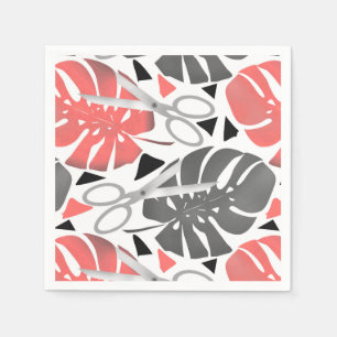 Tropical print monstera leaves scissors jungle exo napkin