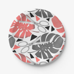Tropical print monstera leaves scissors jungle exo paper plate