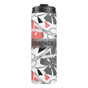 Tropical print monstera leaves scissors jungle exo thermal tumbler