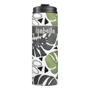Tropical print monstera leaves scissors jungle exo thermal tumbler