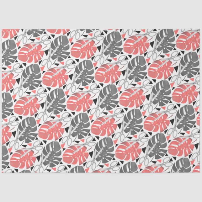 Tropical print monstera leaves scissors jungle exo tissue paper (Front)