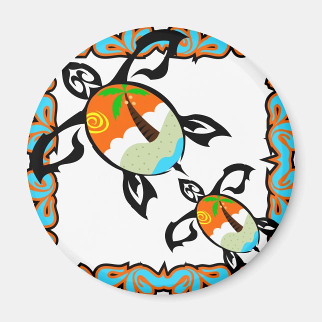 Tropical-print-turtle Magnet (Front)