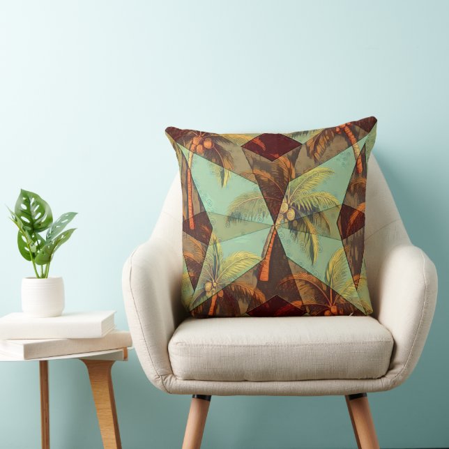 Tropical Prism – Abstract Geometric Palm Desιgn Cushion (Chair)
