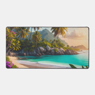 Tropical Private Island Palm Trees Desk Mat