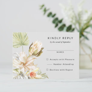 Tropical Protea Flowers Wedding RSVP Reply Card