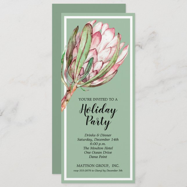 Tropical Protea Holiday Christmas Party Invitation (Front/Back)