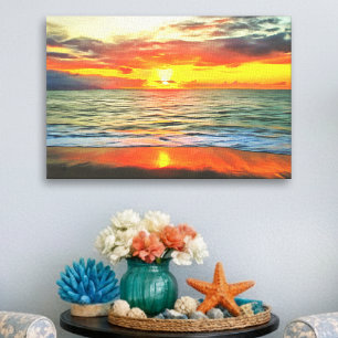 Tropical Puerto Vallarta Sunset Beach 1738 Art Canvas Print