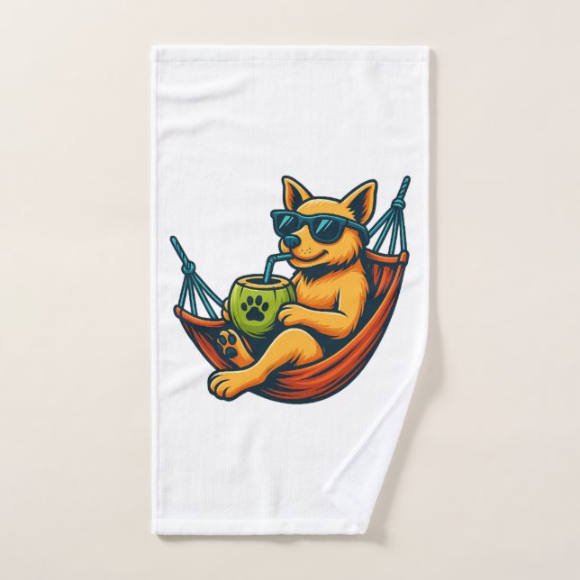 Tropical Pup Vibes Hand Towel (Hand Towel)