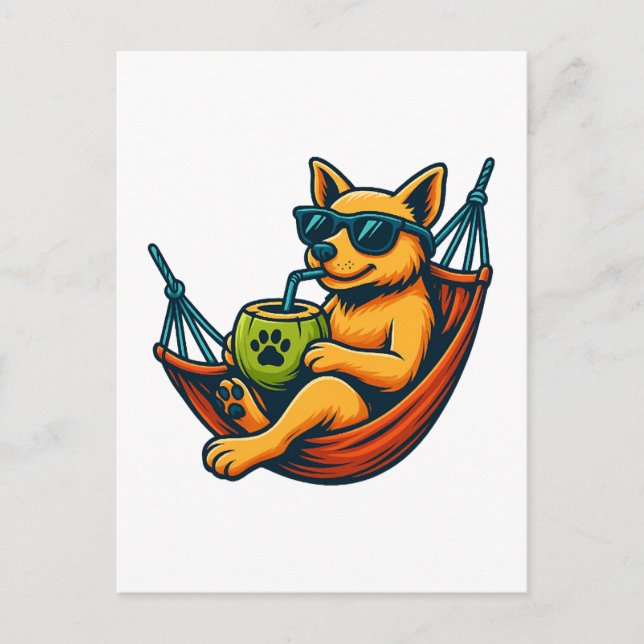 Tropical Pup Vibes Postcard (Front)