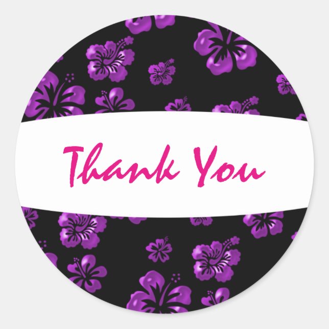 Tropical Purple Black Hibiscus Floral Sticker (Front)