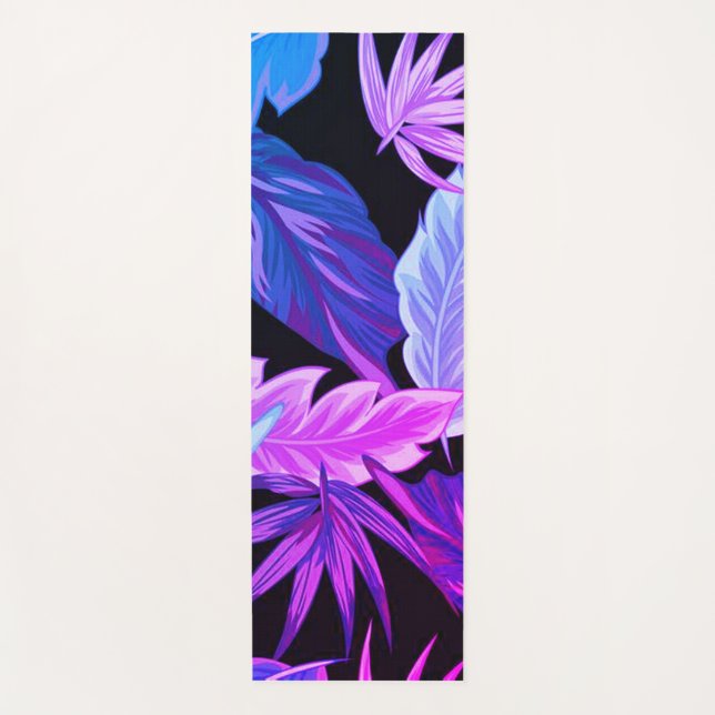 Tropical Purple Botanical Leaves  Yoga Mat (Front)