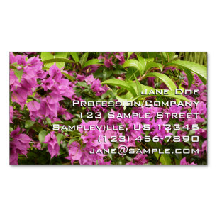 Tropical Purple Bougainvillea Floral Magnetic Business Card
