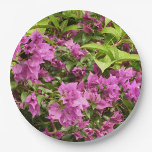 Tropical Purple Bougainvillea Floral Paper Plate