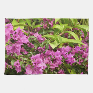 Tropical Purple Bougainvillea Floral Tea Towel