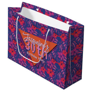 Tropical Purple Floral Birthday Large Gift Bag