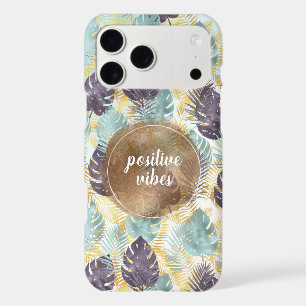 Tropical Purple Green Gold Leaves Positive Vibes  