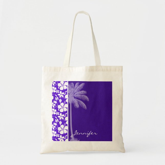 Tropical Purple Hibiscus Tote Bag (Front)
