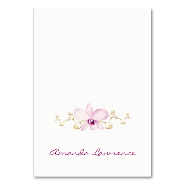Tropical Purple Orchid Personalised Place Cards (Front)