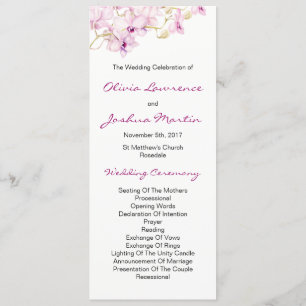 Tropical Purple Orchid Watercolor Wedding Programme