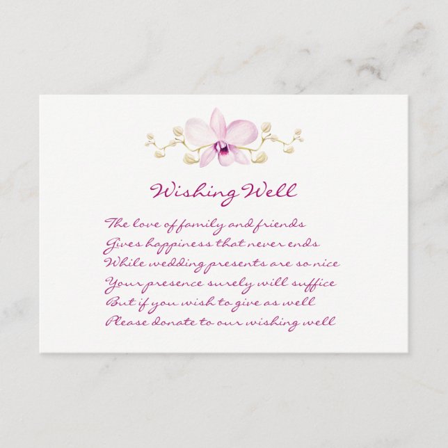 Tropical Purple Orchid Wedding Wishing Well Cards (Front)