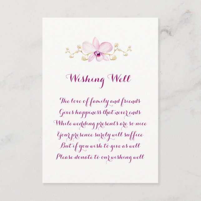 Tropical Purple Orchid Wedding Wishing Well Cards (Front)