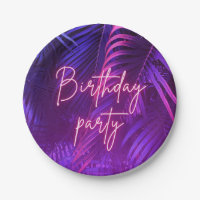Tropical Purple Palm Leaf Birthday Party