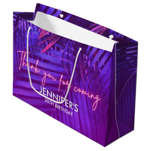 Tropical Purple Palm Leaf Large Gift Bag