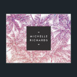 Tropical Purple/Pink Glitter Palms Postcard<br><div class="desc">Coordinates with the Tropical Purple/Pink Glitter Palms Business Card Template by 1201AM. Glittery silhouettes of palm trees create a tropical backdrop on this modern and sophisticated postcard template. Your name or business name is styled in a simple black box for a clean, minimal aesthetic that contrasts well with the faux...</div>