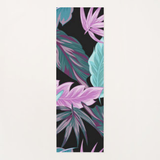 Tropical Purple & Teal Botanical Leaves Yoga Mat