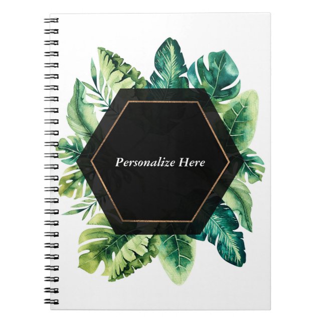 Tropical Rain Forest Island Leaves Elegant Summer Spiral Notebook (Front)