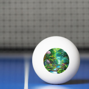 Tropical rain forest with trees and flowers ping pong ball