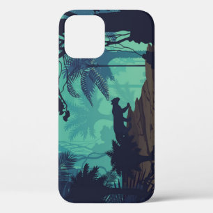 Tropical rainforest, jaguar evening background. iPhone 12 case