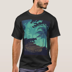 Tropical rainforest, jaguar evening background. T-Shirt