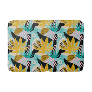 Tropical Rainforest Leaves Pattern Bath Mat