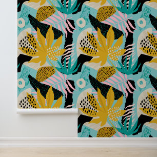 Tropical Rainforest Leaves Pattern Wallpaper