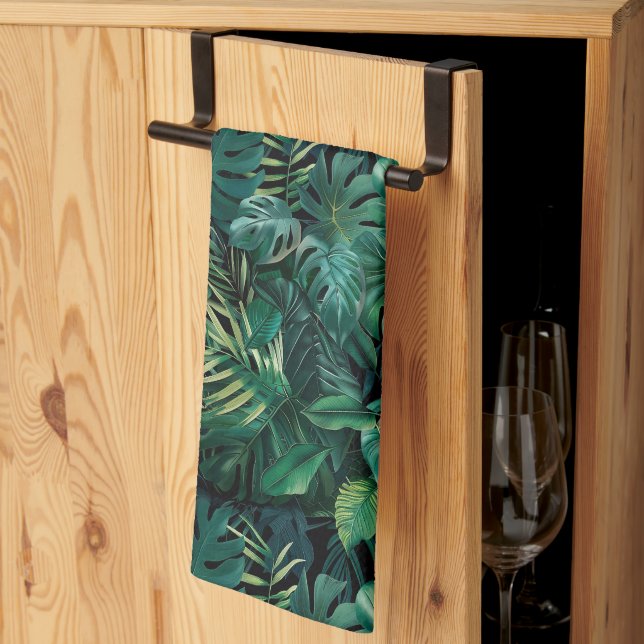 Tropical Rainforest Leaves  Tea Towel (Thirds Fold)