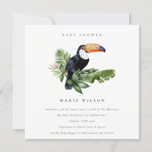 Tropical Rainforest Toucan Baby Shower Invite