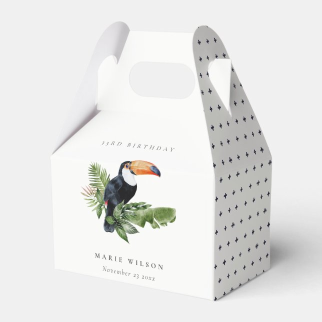 Tropical Rainforest Toucan Fauna Any Age Birthday Favour Box (Front Side)
