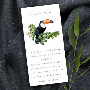 Tropical Rainforest Toucan Fauna Any Age Birthday Thank You Card