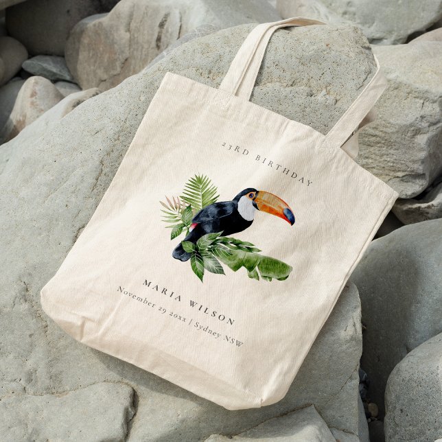 Tropical Rainforest Toucan Fauna Any Age Birthday Tote Bag (Creator Uploaded)