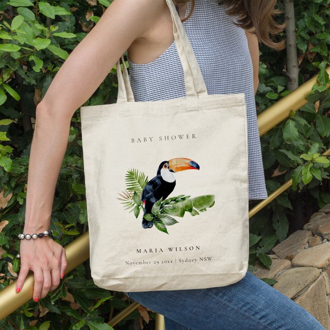 Tropical Rainforest Toucan Foliage Baby Shower Tote Bag (Creator Uploaded)