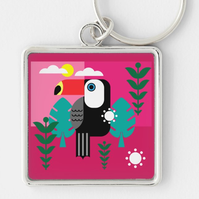 Tropical Rainforest Toucan Key Ring (Front)